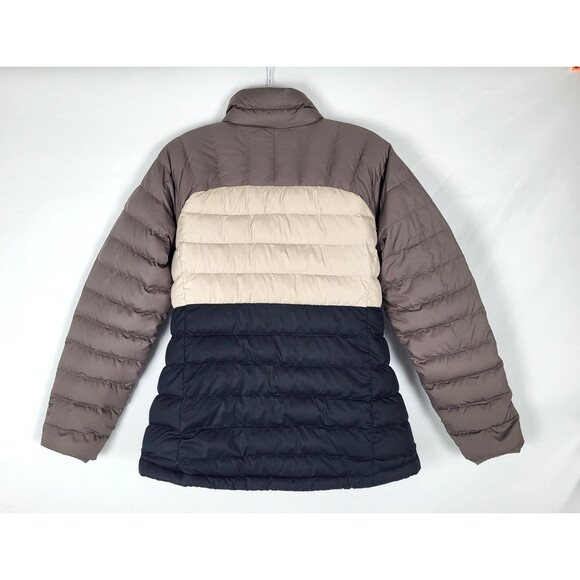 LL Bean 650 Down Puffer Jacket Womens Medium Colorblock Full Zip Jacket - Picture 2 of 7